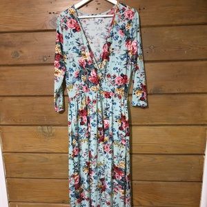 Blue Floral Maxi Dress